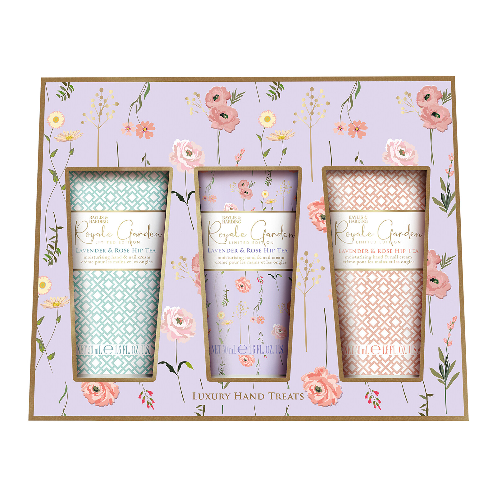 Baylis & Harding Dárková sada krémů na ruce Royale Garden Luxury 3 x 50 ml