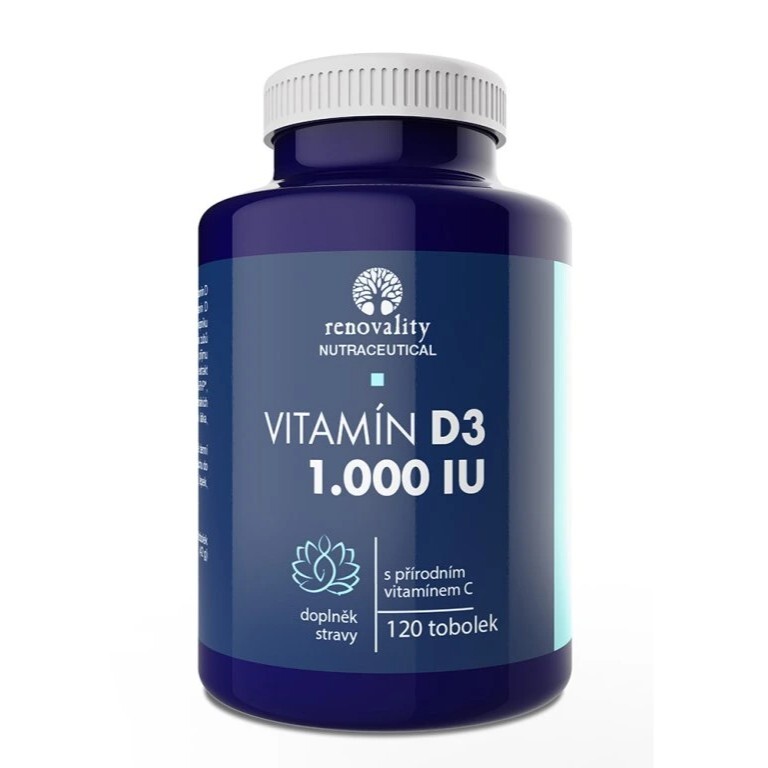 Renovality Vitamín D3 1.000 IU obohacený přírodním vitamínem C 120 tobolek