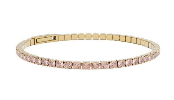 Furiosa Tenisový náramek s růžovými krystaly Swarovski SB-ROSALINETENNIS-G 16 cm