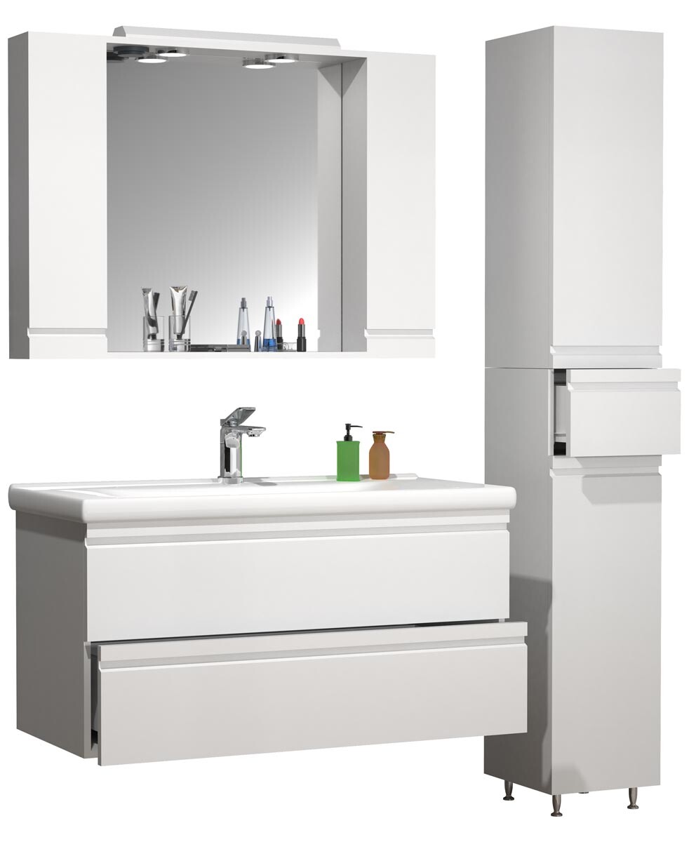 4dílná umyvadlová skříňka Silora XL, bílá