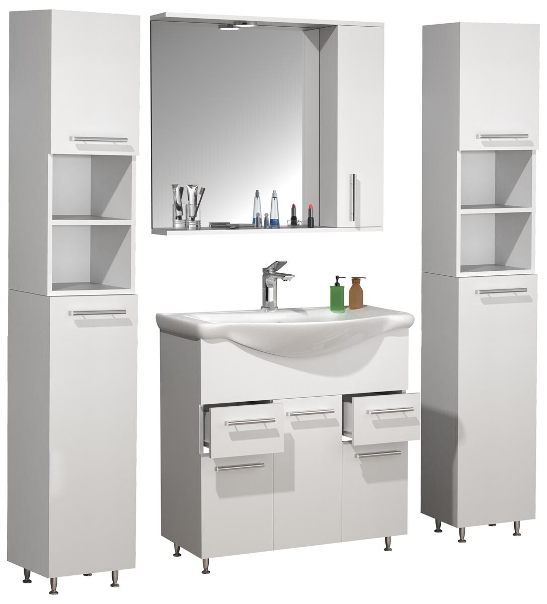 5dílná umyvadlová skříňka Lisalo XL, bílá