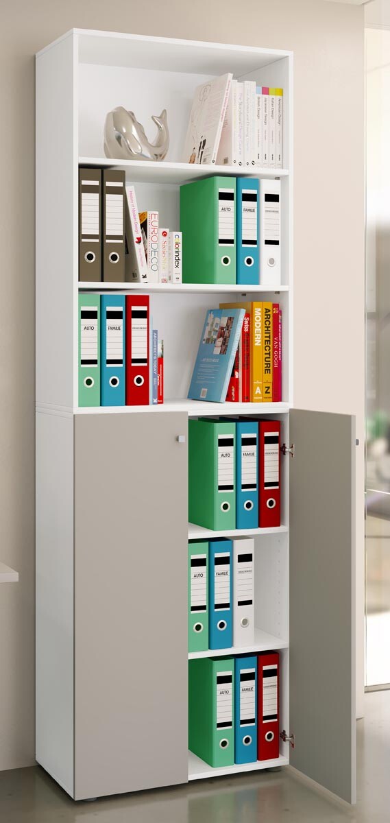 Botník Lona 2XL s otočnými dvířky + police, šedý