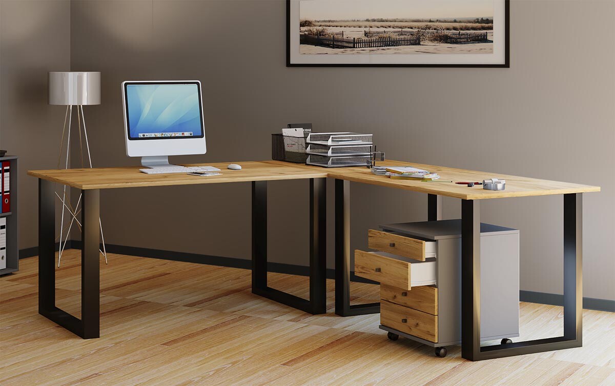 Rohový stůl Lona 190x160x50 U-nohy, dub medový