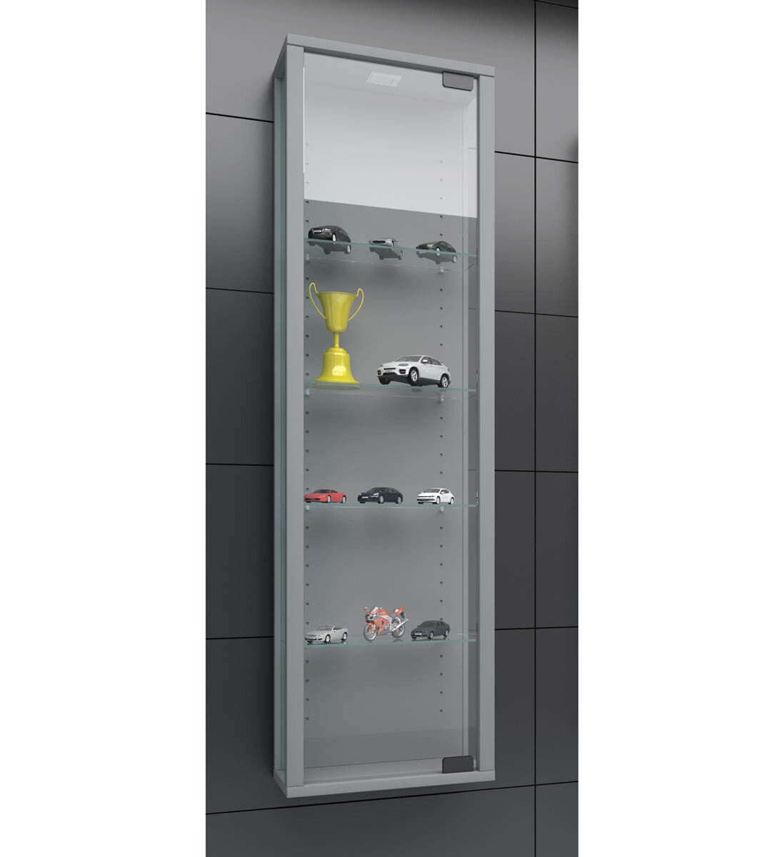 Nástěnná vitrína Stano Mini, stříbrná