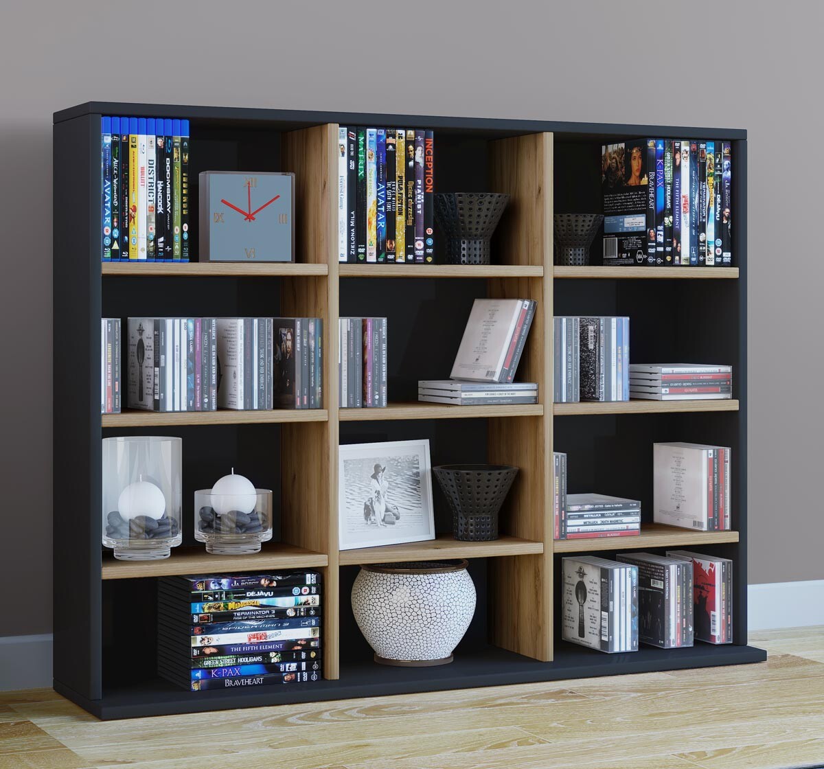 Dřevěný stojan na CD a DVD Megosa L, černá