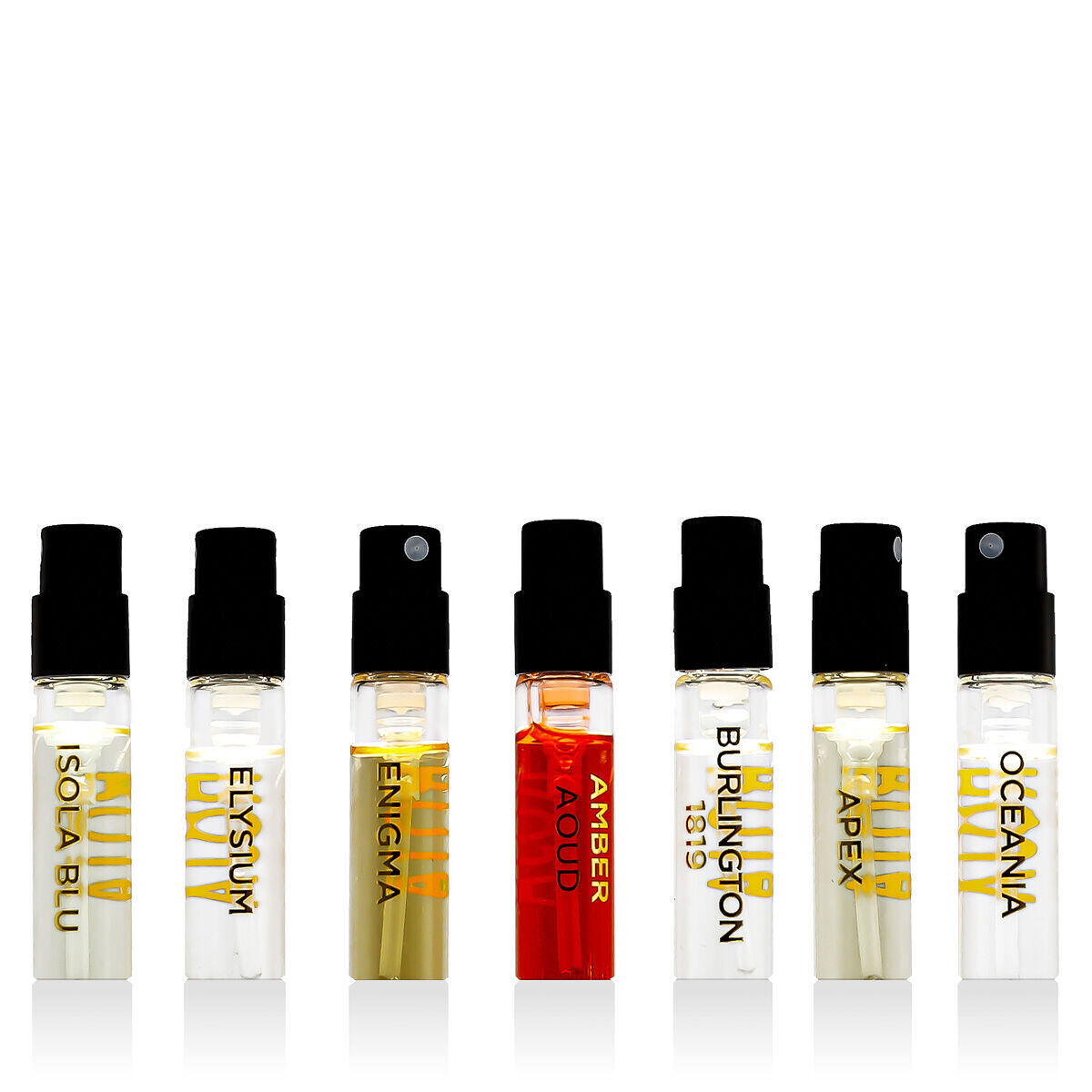 Roja Parfums Men's Collection Discovery Set : EDP Elysium 2 ml + EDP Oceania 2 ml + EDP Burlington 1819 2 ml + EDP Isola Blu 2 ml + EDP Apex 2 ml + EDP Enigma 2 ml + EDP Amber Aoud 2 ml pro muže