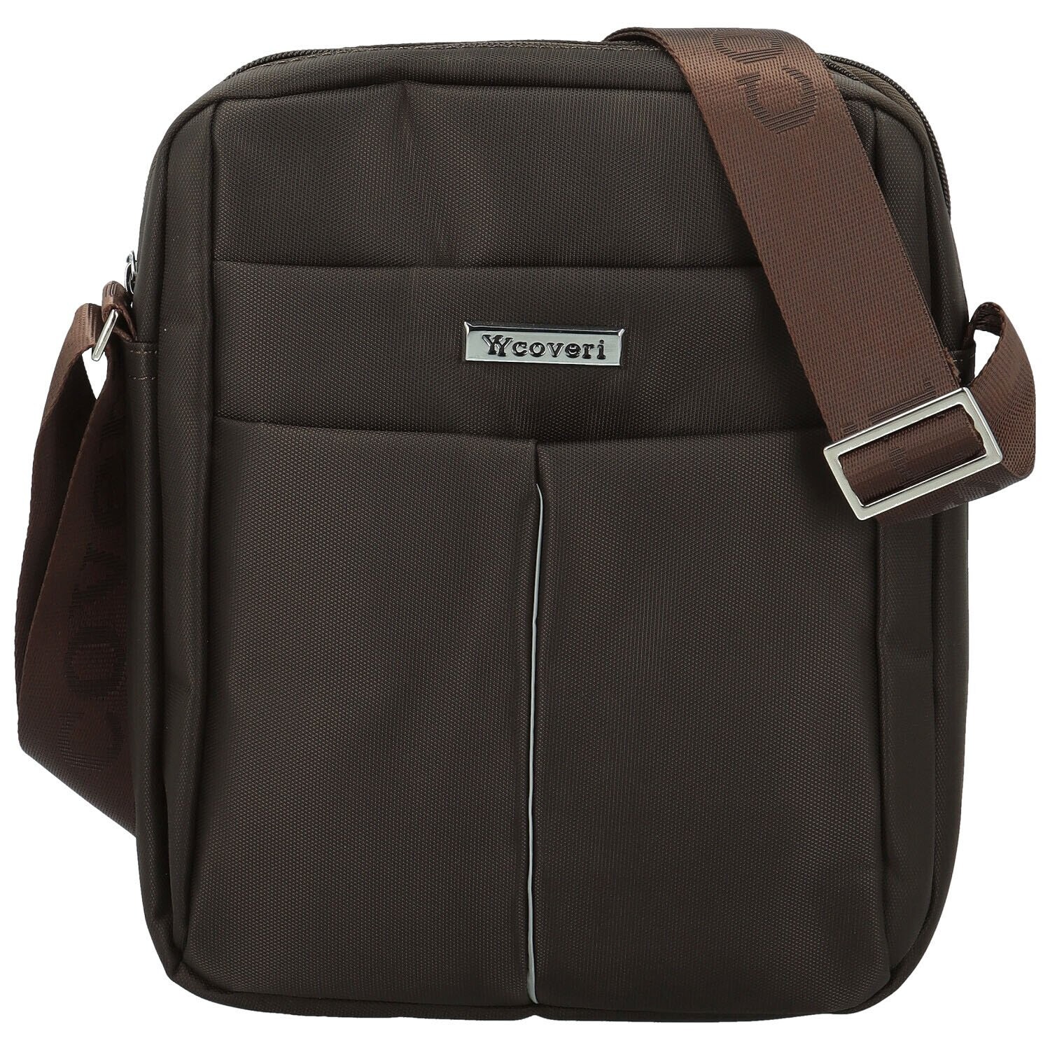 Trendy pánská textilní crossbody taška Coveri Thais, tmavě hnědá