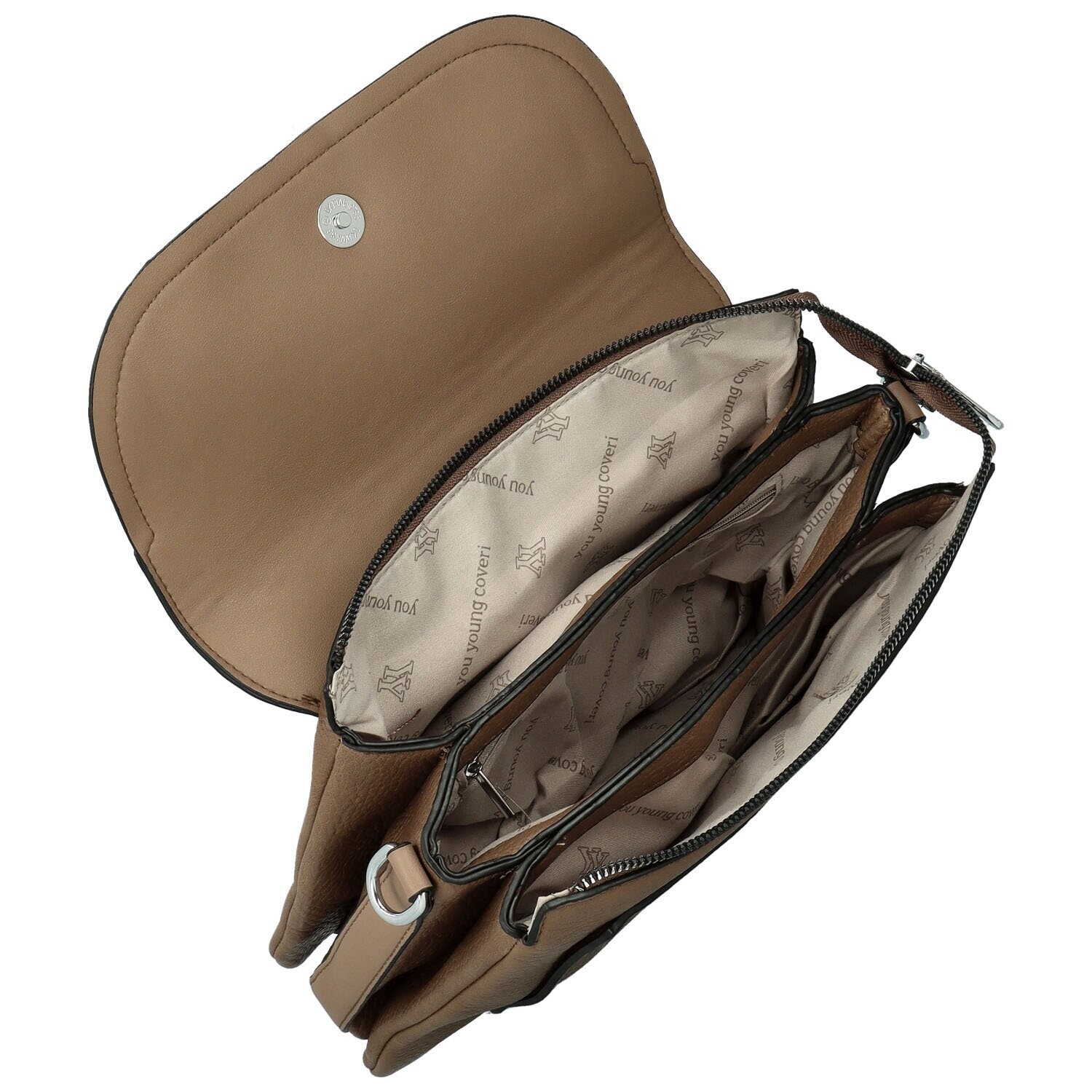 Trendy dámská koženková crossbody kabelka Coveri Longina, hnědá