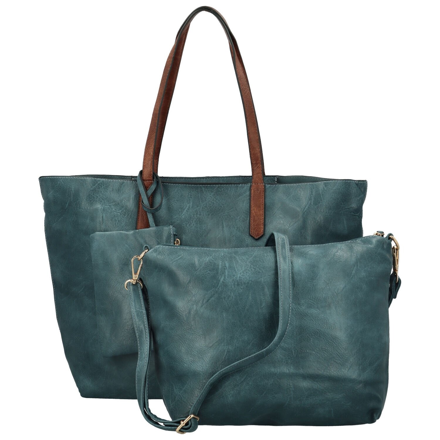 Módní dámský set koženkových kabelek Marfa, modrý