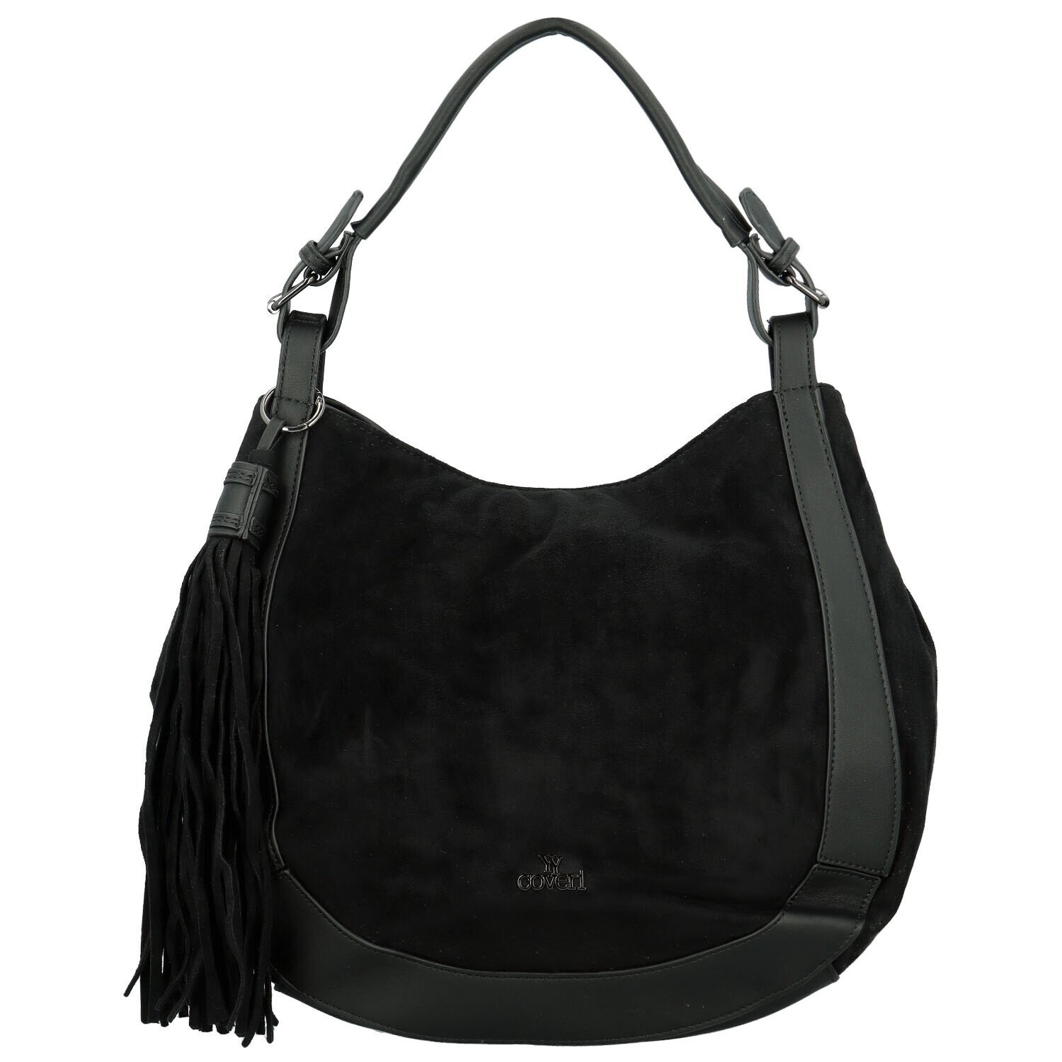 Módní dámská semišová/koženková kabelka na rameno Margit, černá