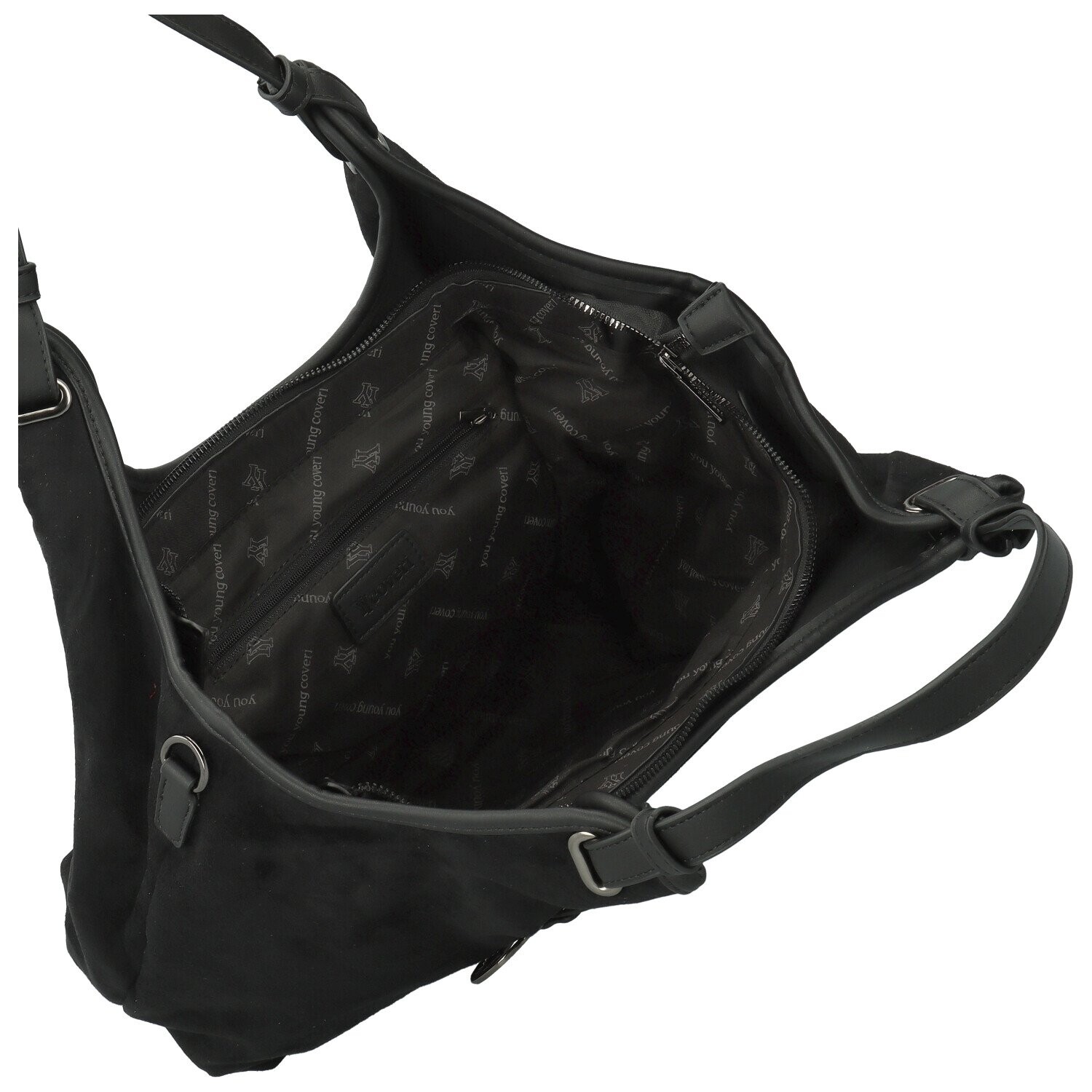 Trendy dámská semišová/koženková kabelka na rameno Maritta, černá