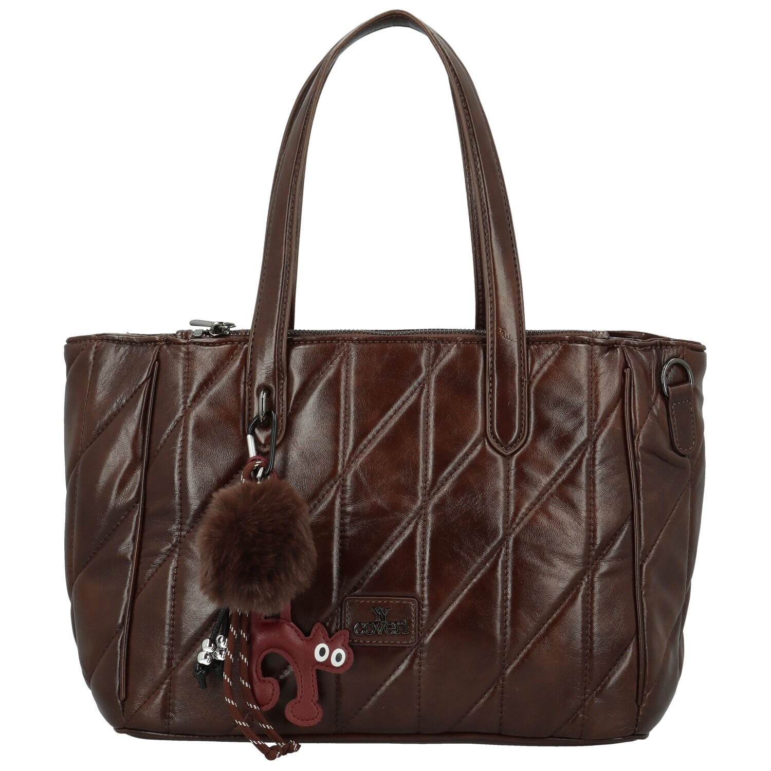 Trendy dámská koženková kabelka na rameno Coveri Mauria, coffee