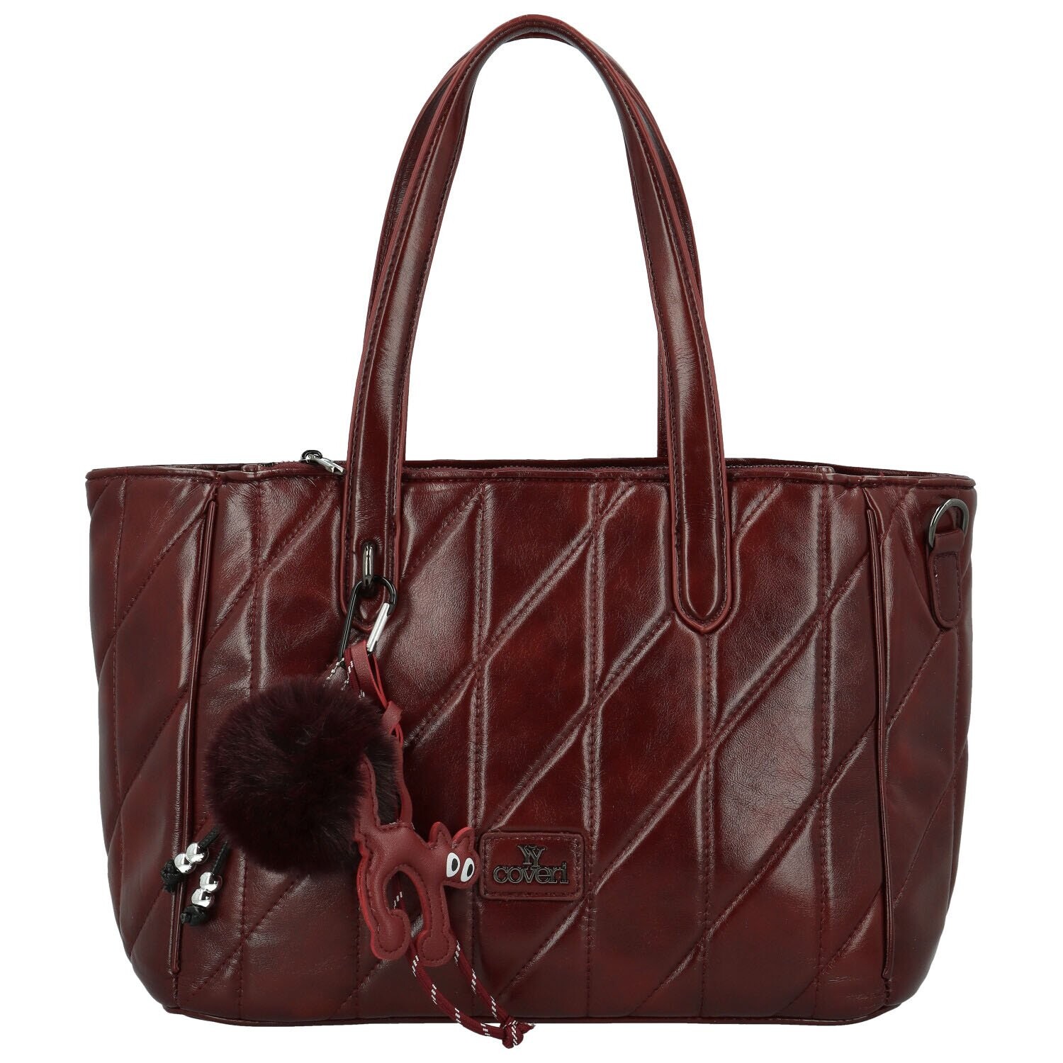 Trendy dámská koženková kabelka na rameno Coveri Mauria, vínová