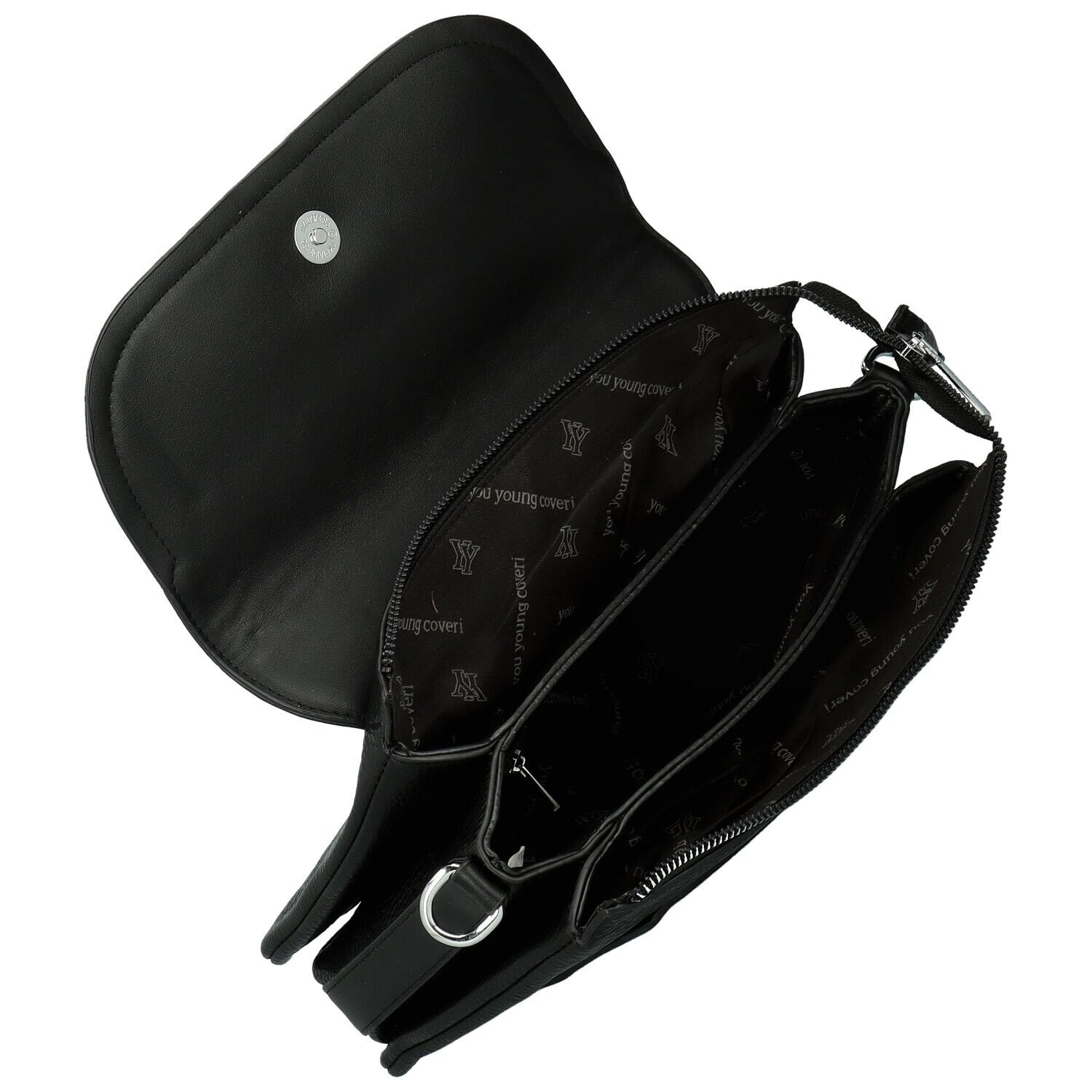 Trendy dámská koženková crossbody kabelka Coveri Longina, černá