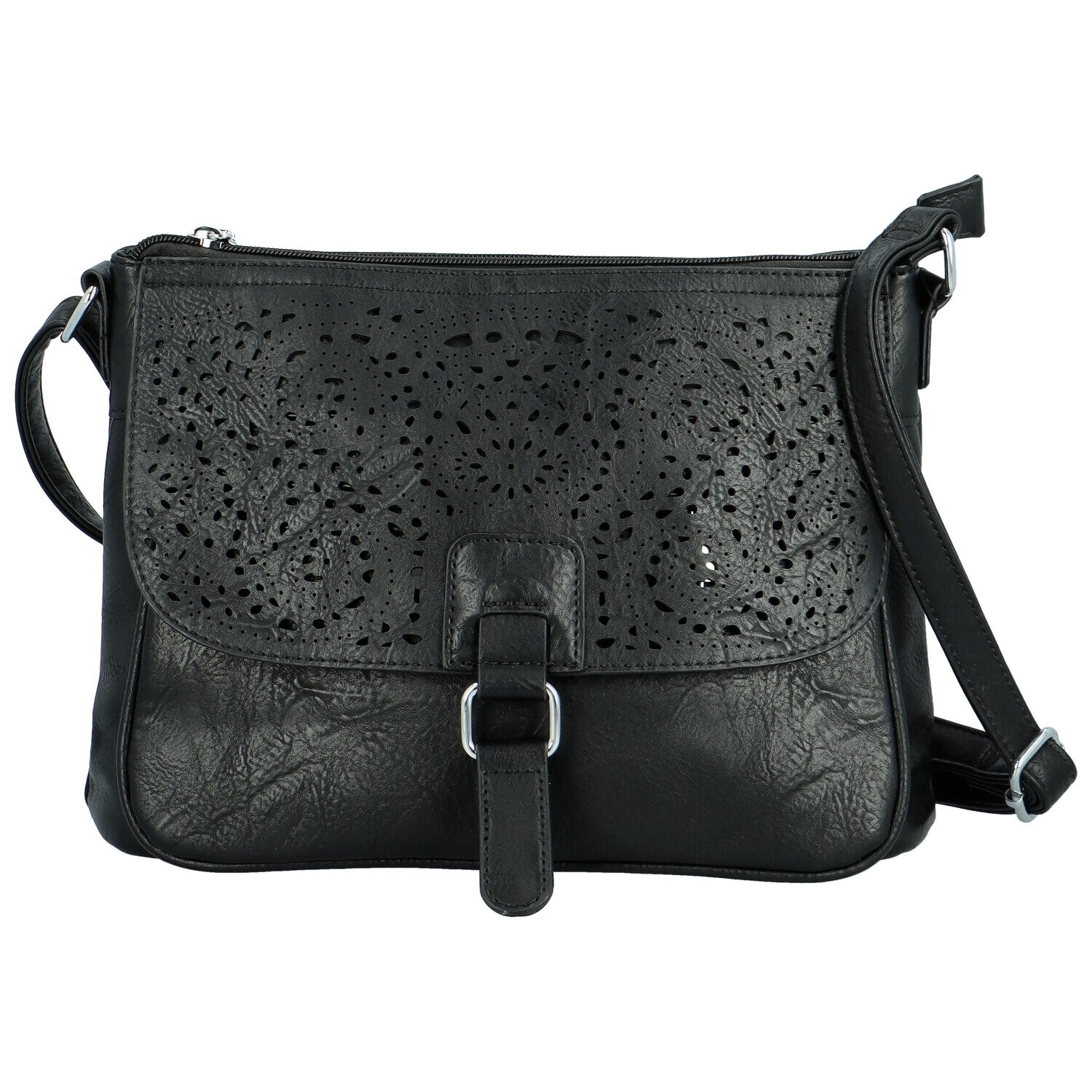 Stylová dámská koženková crossbody kabelka Stacy, černá