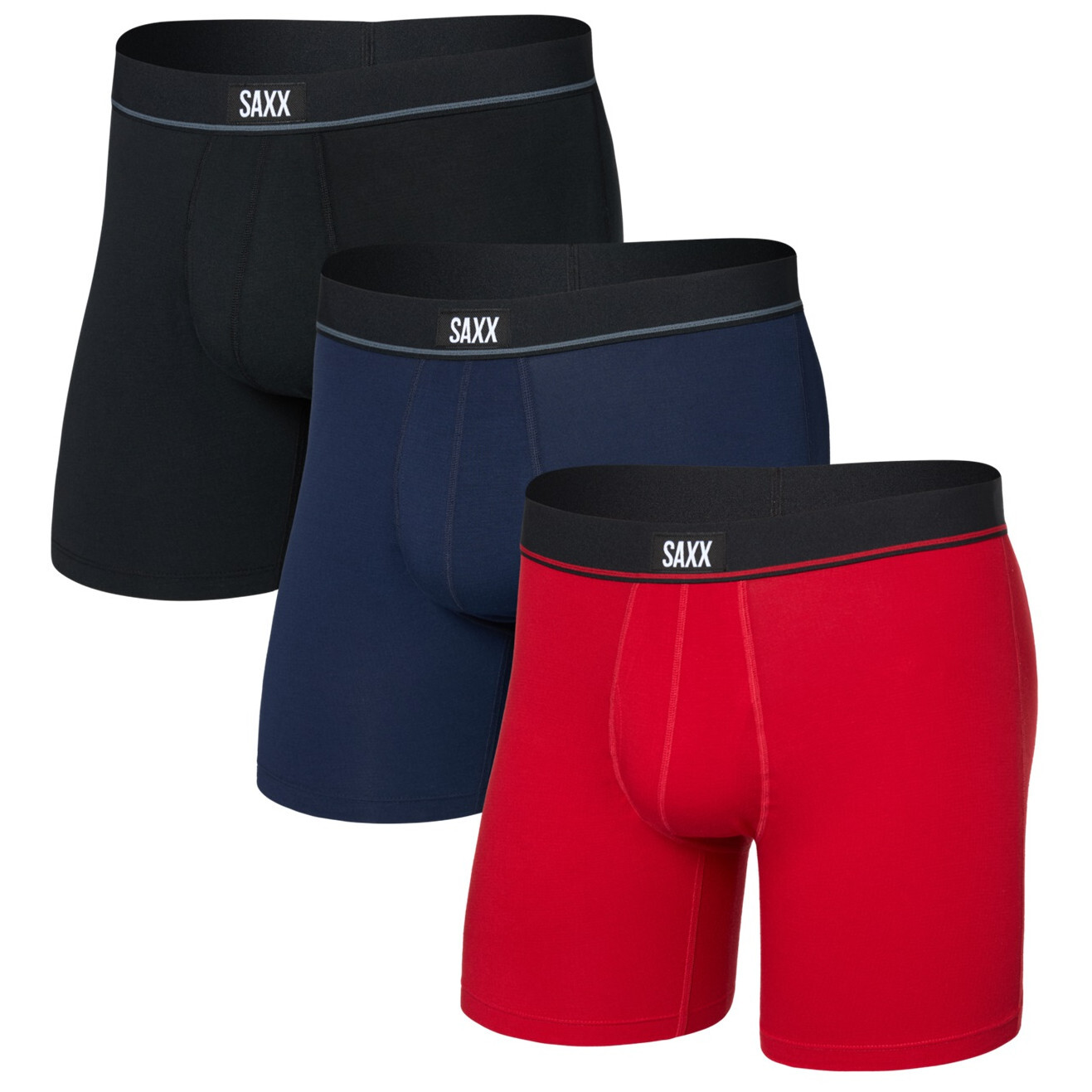 Pánské boxerky Saxx Essential Cotton Boxer Brief Fly 3Pk Velikost: L / Barva: červená