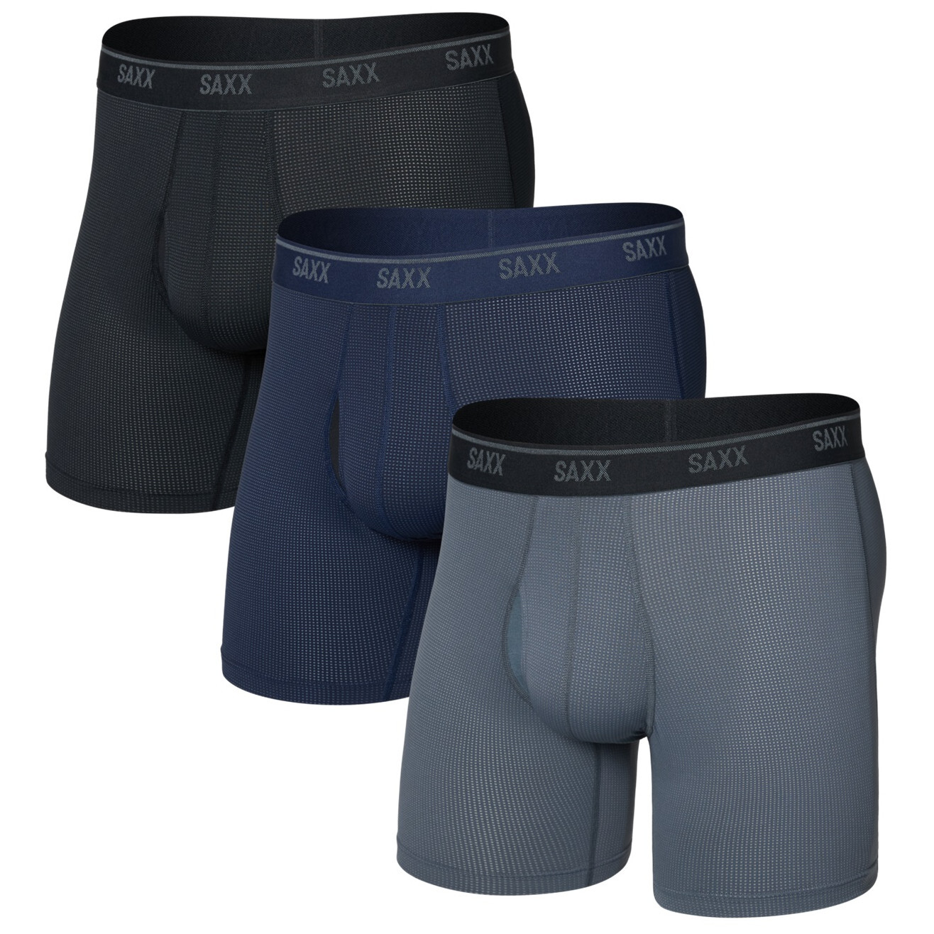 Pánské boxerky Saxx Quest Quick-Dry Mesh Boxer Brief Fly 3Pk Velikost: M / Barva: černá