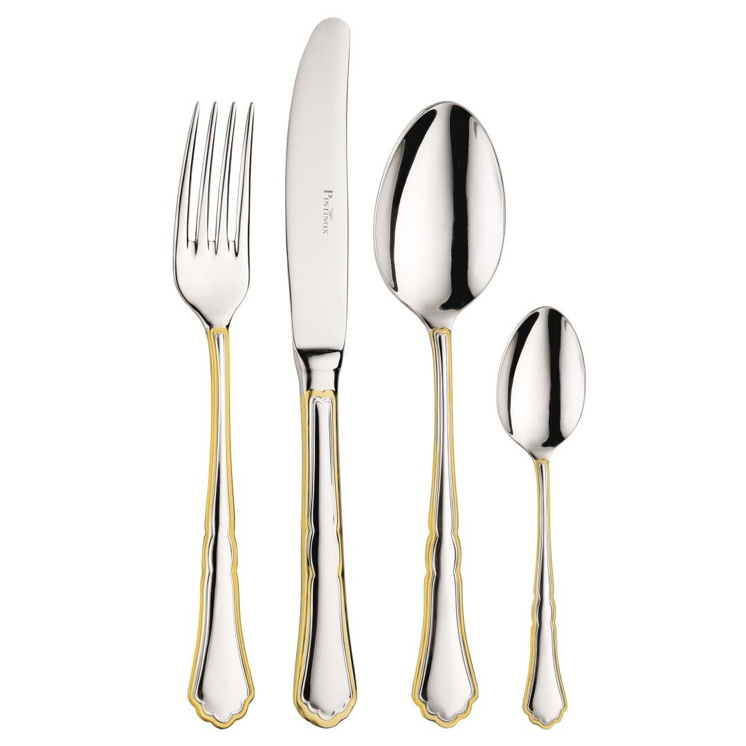 Sada příborů SETTECENTO GOLD FILET, sada 24 ks, stříbrná / zlatá, Pintinox