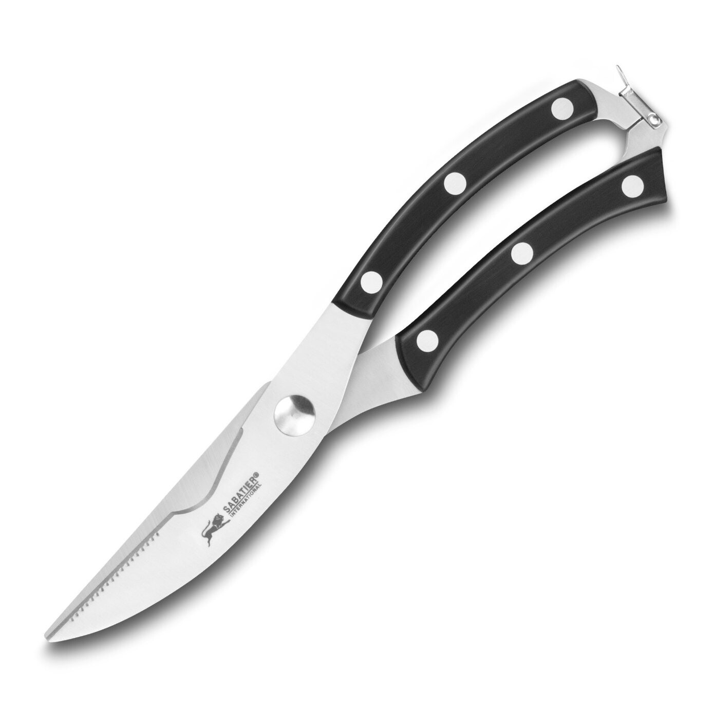 Nůžky na drůbež PLUTON 10 cm, nerezové nýty, černá, Lion Sabatier