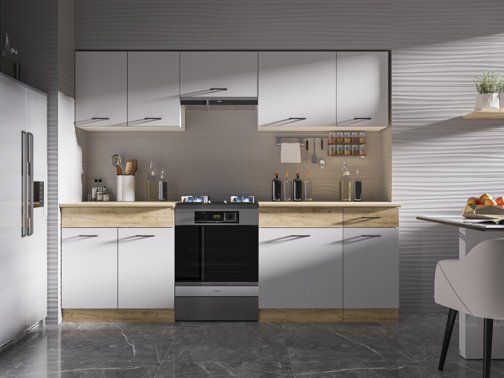 Kuchyně PIETRUS 180/240 cm, bílá/dub craft