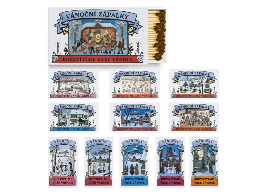 MFP 1042805 Zápalky vánoční dlouhé Josef Lada, Mix motivů