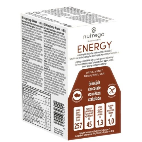 Nutrego Energy Příchuť Čokoláda por.sol. 4× 80 g