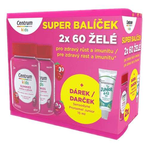 Centrum Kids Gummies malina a jahoda 2x60ks+dárek
