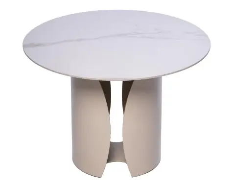 Kulatý konferenční stolek Kira, 60 cm, krémová/imitace světlého mramoru