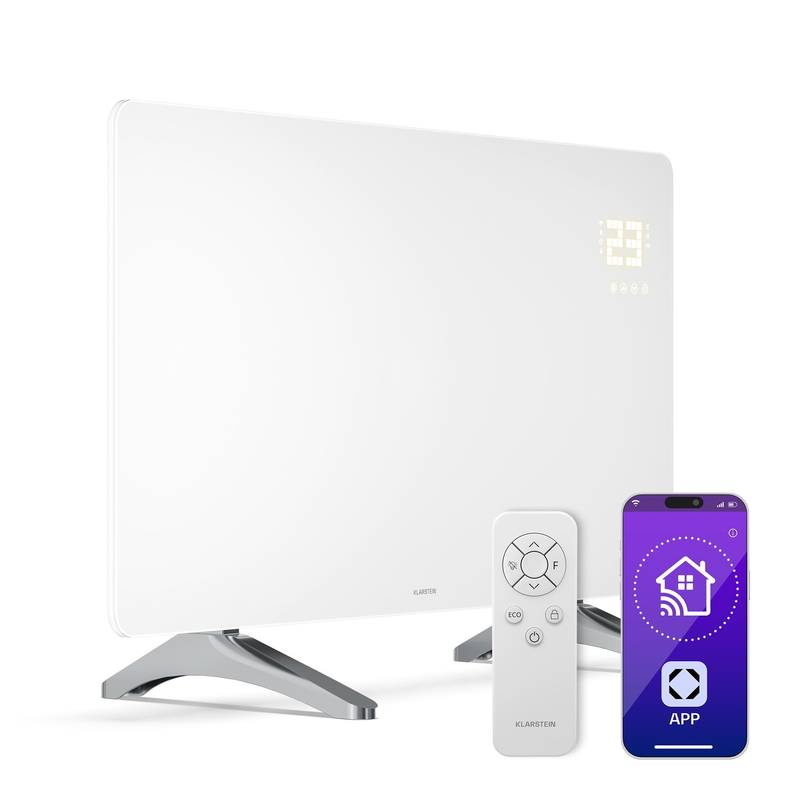 Klarstein Wonderglass infračervený panel  | 480 W | 10 m² | Moderní design skla | 90 cm x 58 cm