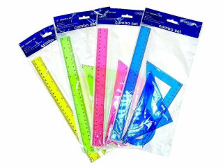 Sada na rýsování - pravítko, 2 sady úhelníků, úhloměr