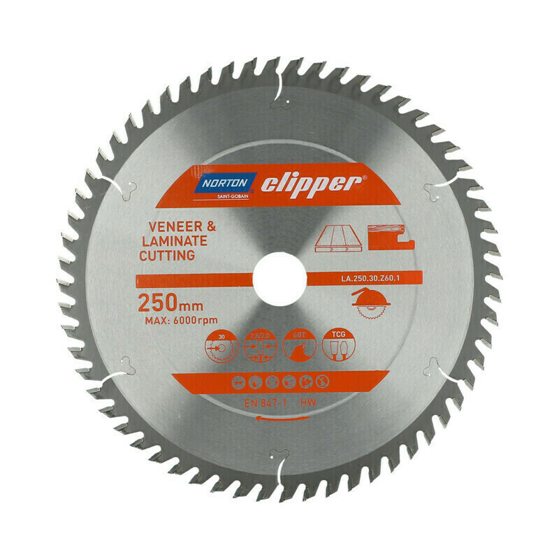 Kotouč pilový na lamino Norton Clipper TCT 250×30 mm 60 z.