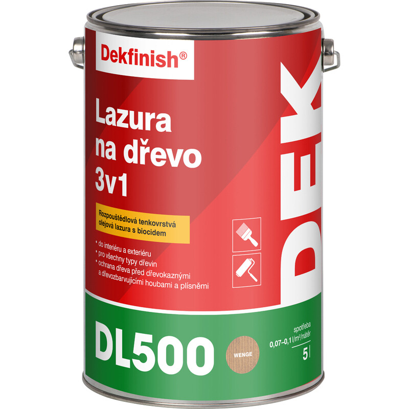 Lazura na dřevo DEKFINISH DL500 3 v 1 zlatý dub 5 l