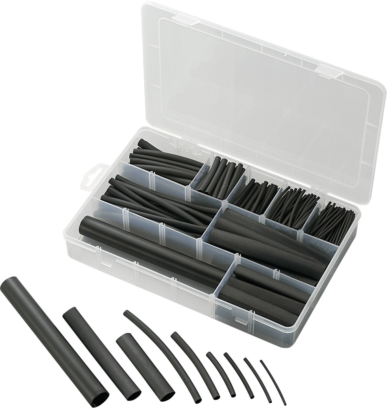 Sada smršťovacích bužírek, černá, 320 ks