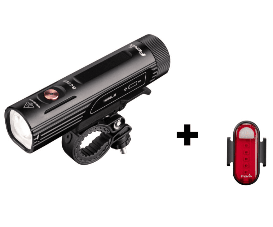 Svítilna na kolo nabíjecí USB sada přední/zadní Fenix BC26R + BC05R V2.0