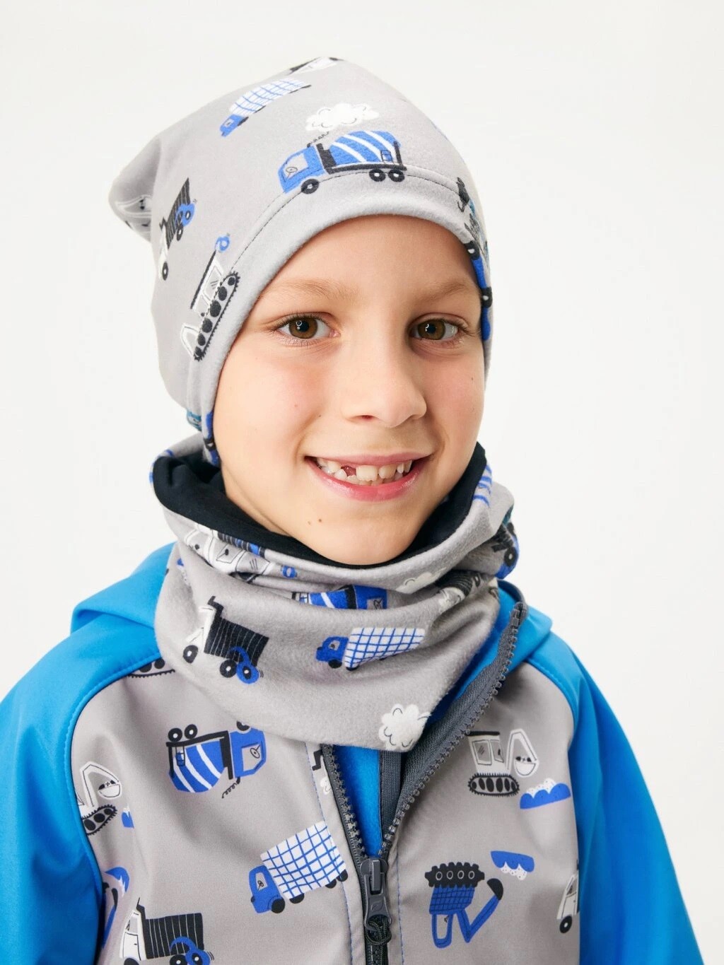 Unuo Unuo, Dětská čepice fleecová Basic, Bagr Velikost: M 8596227161065