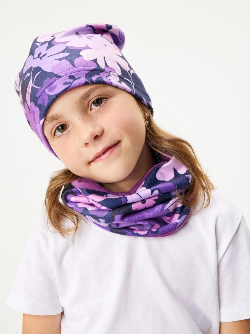 Unuo Unuo, Dětská čepice fleecová Basic, Kytky Velikost: M 8596227161003