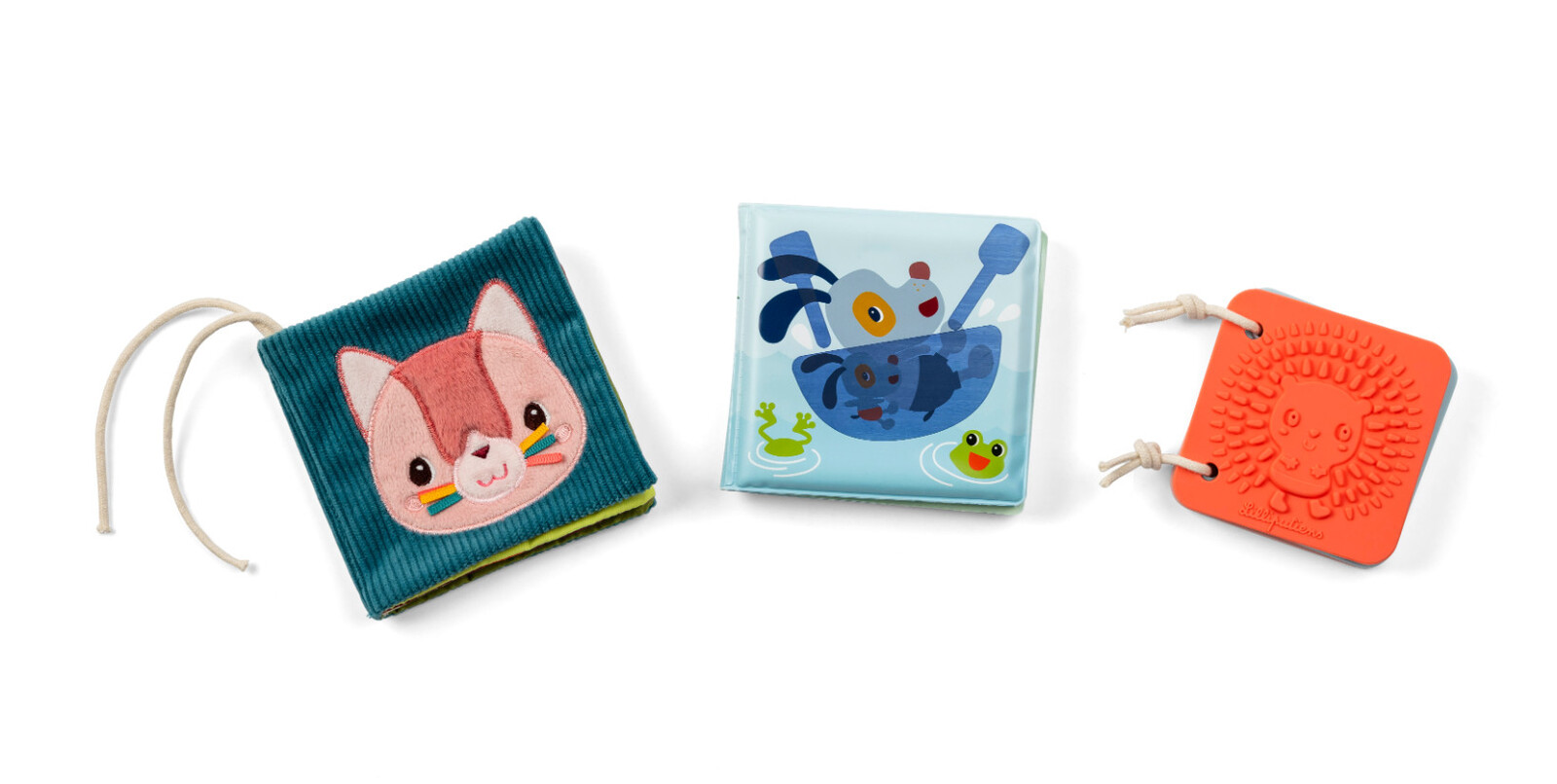 Lilliputiens - set 3 senzorických knížek - kočička Jeanne