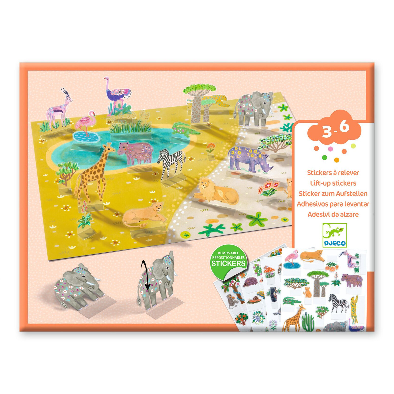 Kreativní sada se zvedacími samolepkami – 3D scény - zvířata
