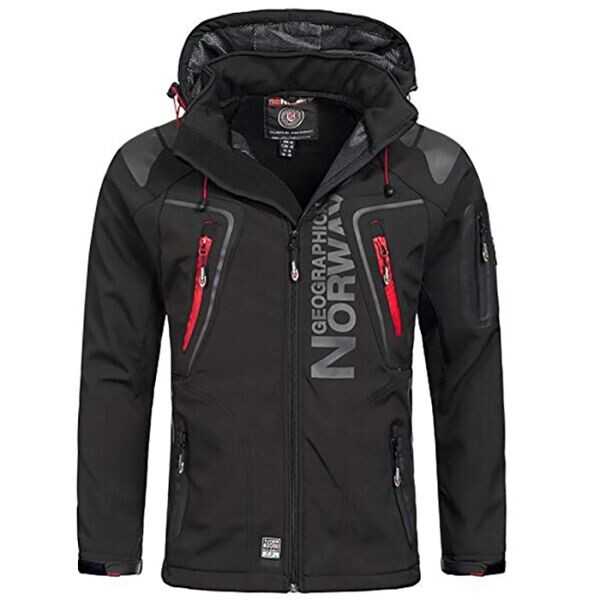 GEOGRAPHICAL NORWAY TECHNO HOODIE Pánská softshellová bunda, černá, velikost