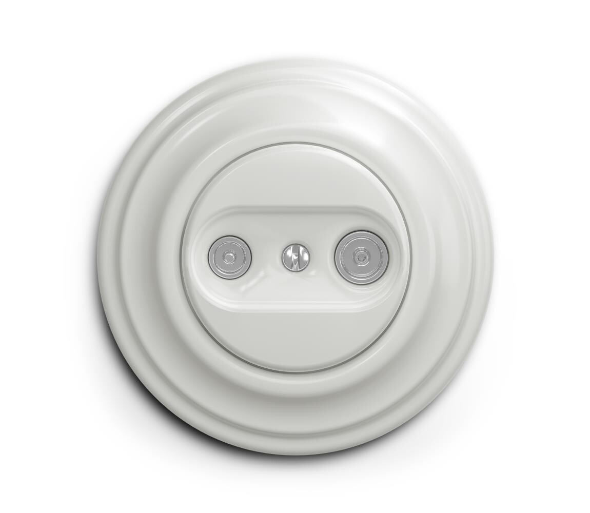 lap - Retro účastnická zásuvka TV+R (průběžná) s rámečkem bílá KA0007+KA0065