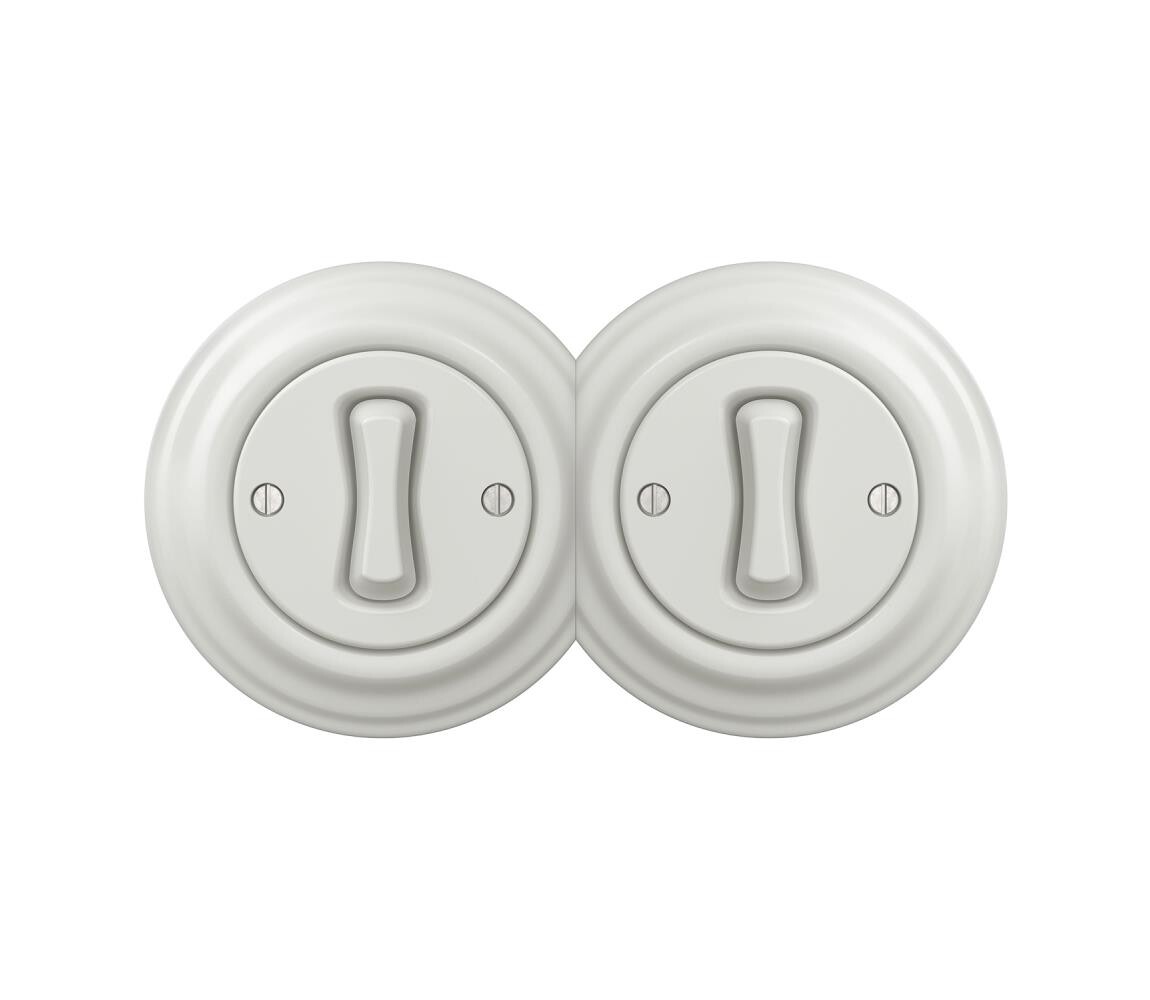 lap - Dvojitý retro jednopólový vypínač s rámečkem č. 1 bílá 2xKA0008+2xKA0001