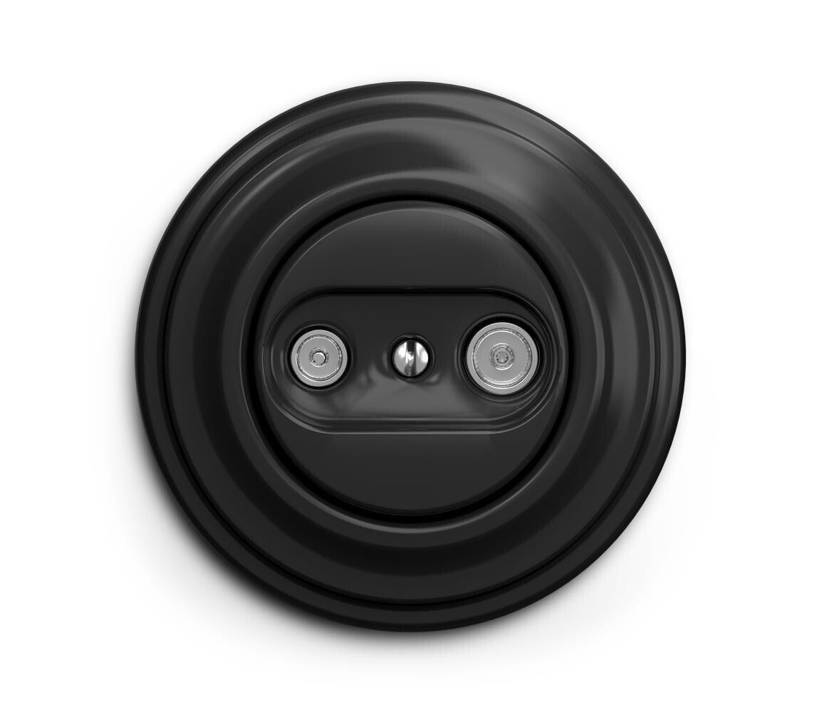 lap - Retro účastnická zásuvka TV+R (koncová) s rámečkem černá KA0016+KA0068