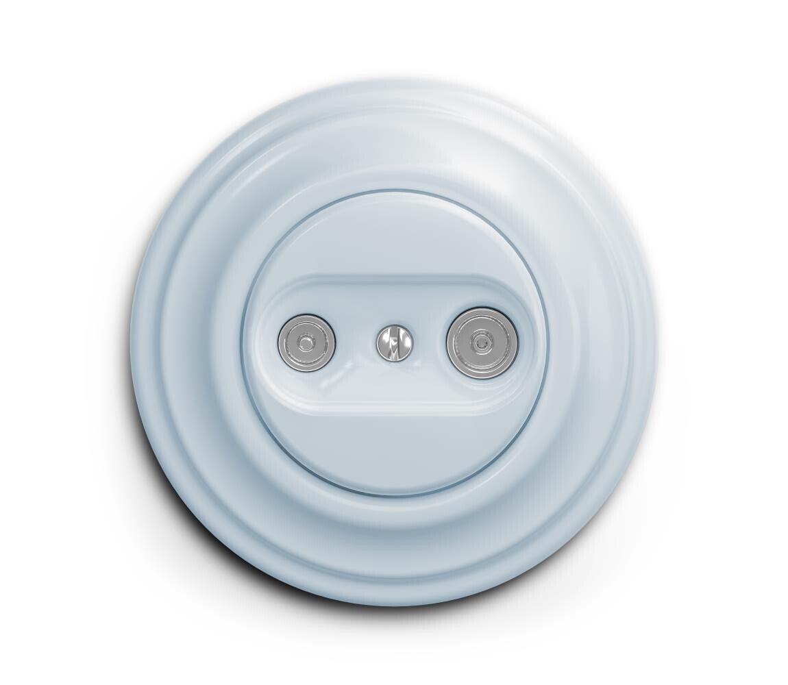 lap - Retro účastnická zásuvka TV+R (průběžná) s rámečkem modrá KA0025+KA0073