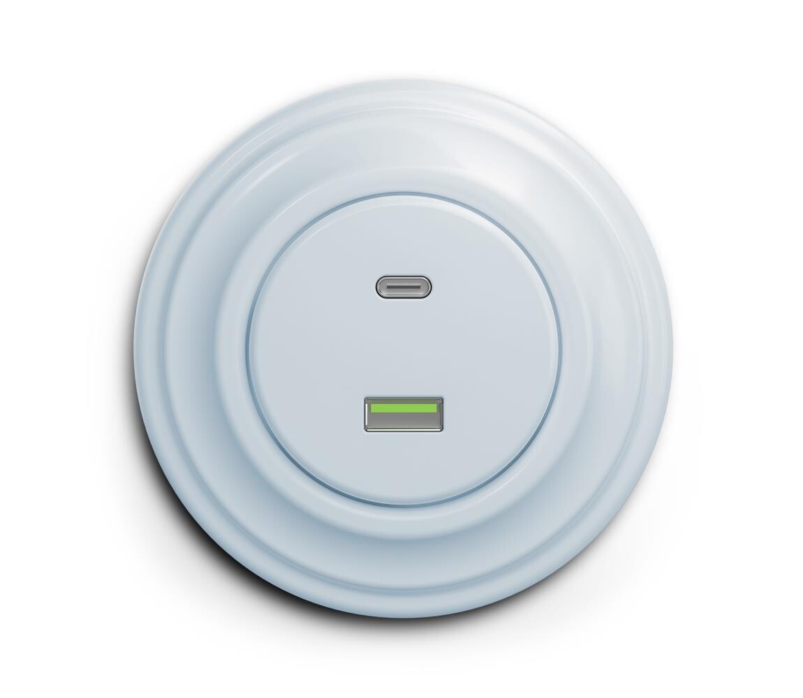 lap - Retro USB zásuvka A+C s rámečkem modrá KA0025+KA0075