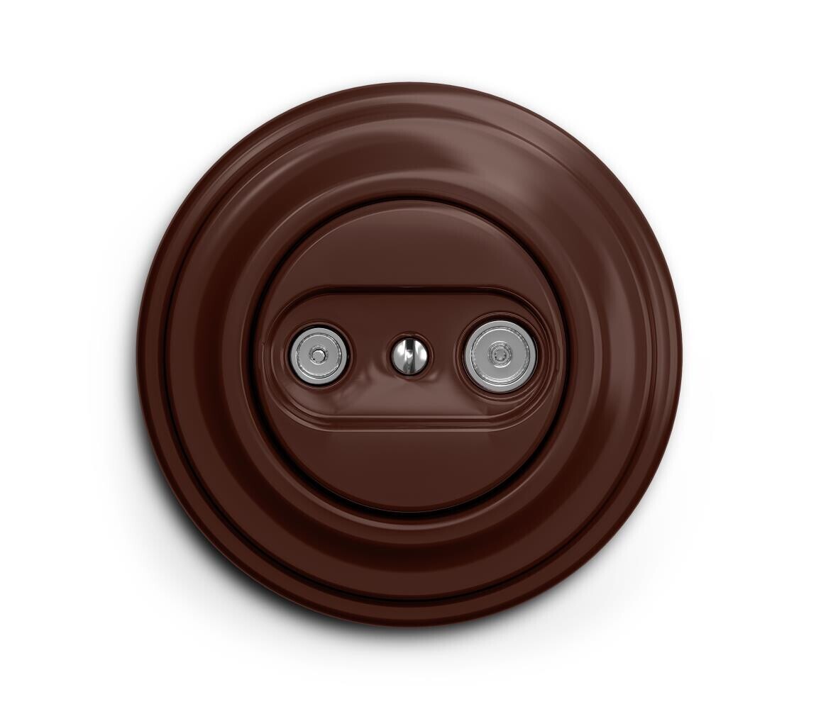 lap - Retro účastnická zásuvka TV+R (průběžná) s rámečkem hnědá KA0034+KA0077