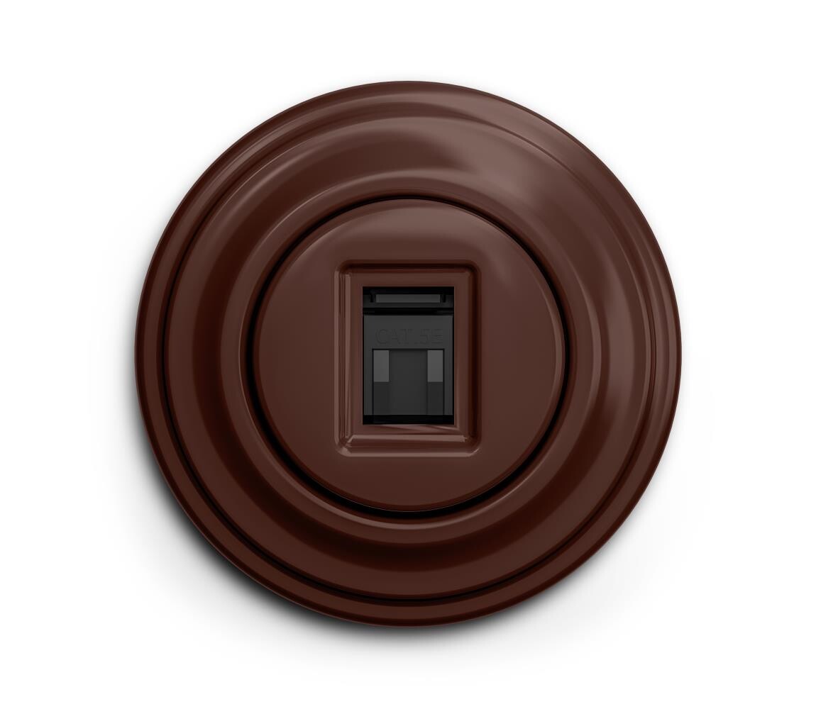 lap - Retro datová zásuvka s rámečkem hnědá KA0034+KA0078