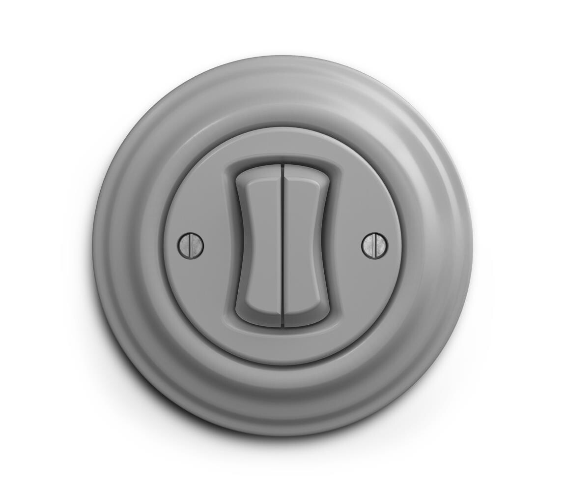 lap - Retro dvojitý tlačítkový vypínač s rámečkem šedá KA0052+KA0103