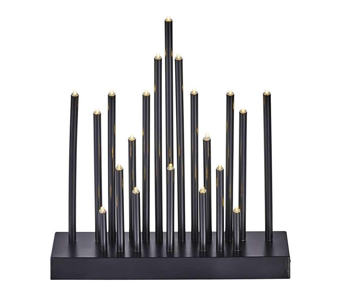 LED Vánoční svícen 20xLED/3xAA černá DCAW04