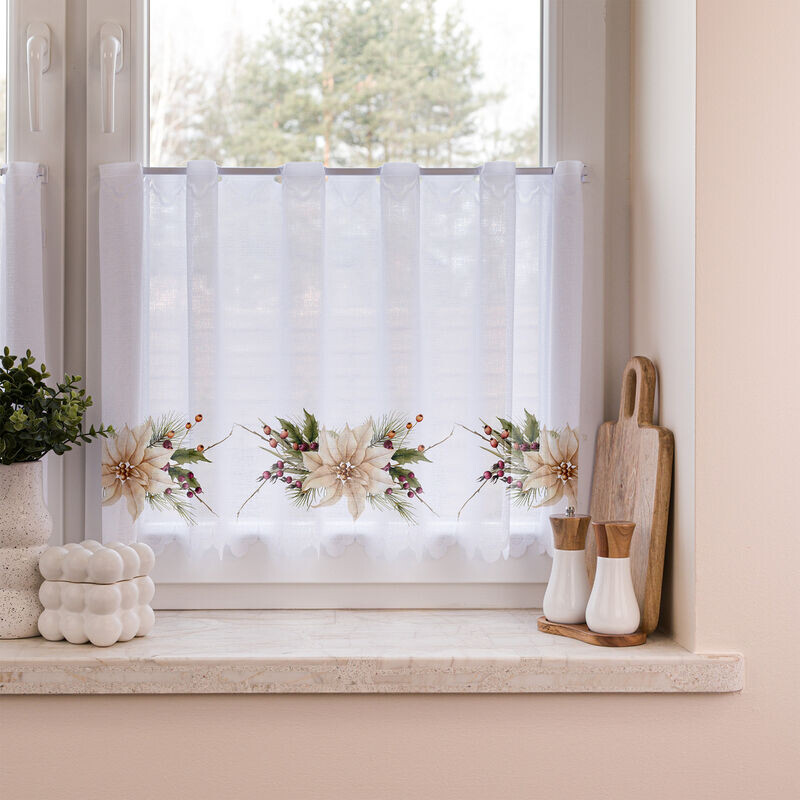 Záclona žakárová, Vánoční hvězda, bílá 40 cm