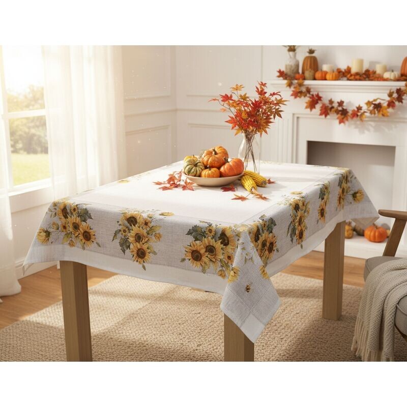 Ubrus celoroční, Slunečnice, bílý 30 x 45 cm